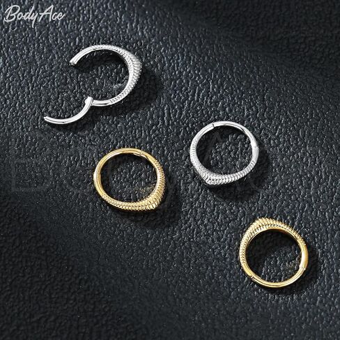 BodyAce 16G Septum Rings Hinged Nose Clicker, Flower Tragus Hoops Earring Stacked Nose Rings, Gold Conch Daith Piercing 8mm 10mm Cartilage Jewelry in Saudi Arabia