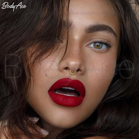 BodyAce 16G Septum Rings Hinged Nose Clicker, Flower Tragus Hoops Earring Stacked Nose Rings, Gold Conch Daith Piercing 8mm 10mm Cartilage Jewelry in Saudi Arabia