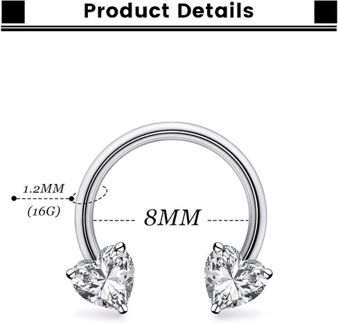 F136 Titanium 16g Septum Ring Lip Rings 8/10mm Horseshoe Nose Ring Hoop Daith Earrings Piercing Jewelry for Women Men in Saudi Arabia