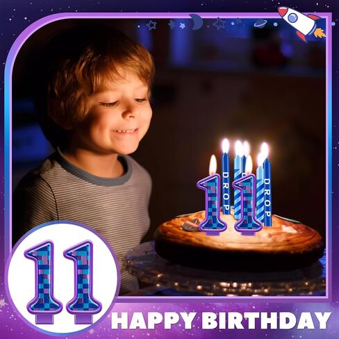 MTLEE 13 قطعة لعبة فيديو عيد ميلاد شموع حفلات الألعاب لكعكة باللون الأزرق الأرجواني عدد شمعة لعبة فيديو لوازم الحفلات لحفلات أعياد الميلاد وديكور حمام الطفل (رقم 9) in Saudi Arabia