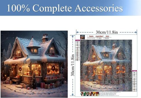 JFYHAB Christmas Diamond Painting Kits for Adults, Christmas House Diamond Art for Beginners, 5D Round Full Drill Winter Diamond Painting Gem Art Kits for Home Wall Decor 12x12inch in Saudi Arabia