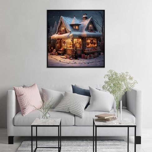JFYHAB Christmas Diamond Painting Kits for Adults, Christmas House Diamond Art for Beginners, 5D Round Full Drill Winter Diamond Painting Gem Art Kits for Home Wall Decor 12x12inch in Saudi Arabia
