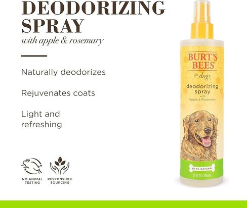 Burt's Bees for Pets Natural Deodorizing Spray for Dogs | Best Dog Spray for Smelly Dogs | Made with Apple & Rosemary | Cruelty Free, Sulfate & Paraben Free, pH Balanced for Dogs - Made in USA, 10 oz in Saudi Arabia