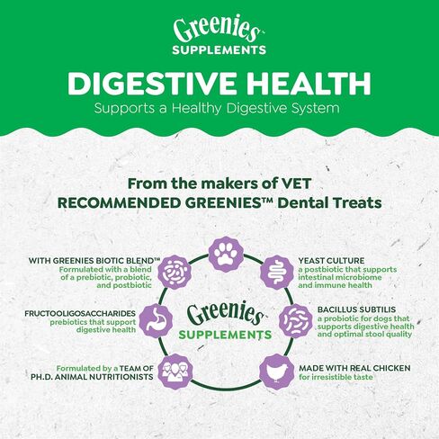 Greenies Supplements Digestive Health Adult Chicken Flavor, 7.8 oz. Pouch of 40 ct. Soft Chews in Saudi Arabia