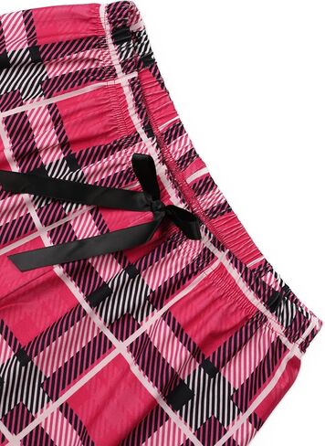 Hilinker Women Plaid Pajama Set Short Sleeve Top with Pants Sleepwear 2 Piece Lounge Sets in Saudi Arabia