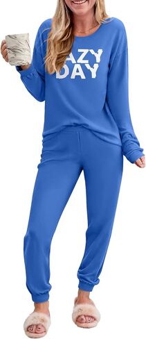 Ekouaer Pajama Sets for Women 2 Piece Plaid Pjs Long Sleeve Lounge Sets Comfy Gingham Nightwear with Pockets in Saudi Arabia