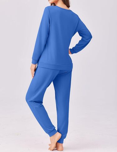Ekouaer Pajama Sets for Women 2 Piece Plaid Pjs Long Sleeve Lounge Sets Comfy Gingham Nightwear with Pockets in Saudi Arabia