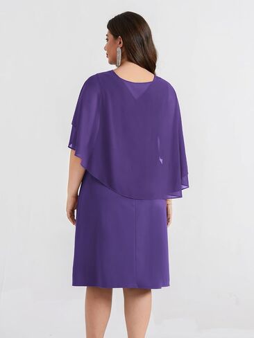 Hanna Nikole Women's Plus Size Chiffon Cape Cocktail Dresses A-Line Ruffles Party Wedding Guest Dress in Saudi Arabia