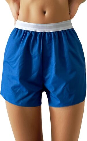 Women's Boxer Shorts Y2k Pajama Casual Mid-Rise Shorts Comfortable Casual Shorts Women's Plaid Home Shorts in Saudi Arabia