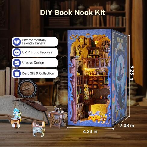 VERYMODEL Book Nook Kit, DIY Miniature Dollhouse Booknook Kit, 3D Wooden Puzzle Bookend Bookshelf Insert Decor with LED Light, Book Nook Kits for Adults and Teens (Magical Academy) in Saudi Arabia