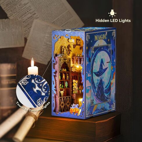 VERYMODEL Book Nook Kit, DIY Miniature Dollhouse Booknook Kit, 3D Wooden Puzzle Bookend Bookshelf Insert Decor with LED Light, Book Nook Kits for Adults and Teens (Magical Academy) in Saudi Arabia