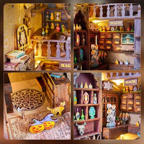 VERYMODEL Book Nook Kit, DIY Miniature Dollhouse Booknook Kit, 3D Wooden Puzzle Bookend Bookshelf Insert Decor with LED Light, Book Nook Kits for Adults and Teens (Magical Academy) in Saudi Arabia
