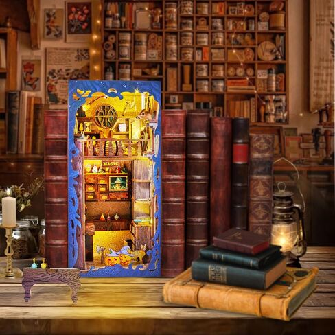VERYMODEL Book Nook Kit, DIY Miniature Dollhouse Booknook Kit, 3D Wooden Puzzle Bookend Bookshelf Insert Decor with LED Light, Book Nook Kits for Adults and Teens (Magical Academy) in Saudi Arabia