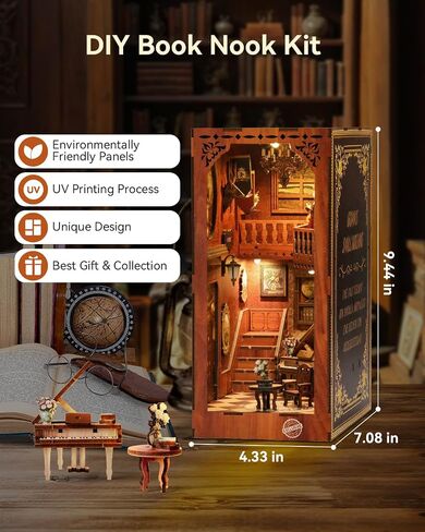 VERYMODEL Book Nook Kit, DIY Miniature Dollhouse Booknook Kit, 3D Wooden Puzzle Bookend Bookshelf Insert Decor with LED Light, Book Nook Kits for Adults and Teens (Magical Academy) in Saudi Arabia