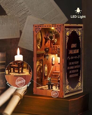 VERYMODEL Book Nook Kit, DIY Miniature Dollhouse Booknook Kit, 3D Wooden Puzzle Bookend Bookshelf Insert Decor with LED Light, Book Nook Kits for Adults and Teens (Magical Academy) in Saudi Arabia