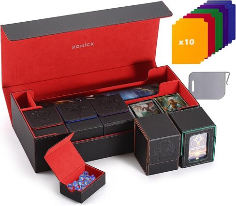 MTG Commander Deck Box Emblem Embossed Logo with Commander Display, PU Leather Card Storage Case 100+ Double-Sleeved Cards, Magnetic Closure, TCG, CCG, Magic Card Deck Box (Orange Baal) in Saudi Arabia