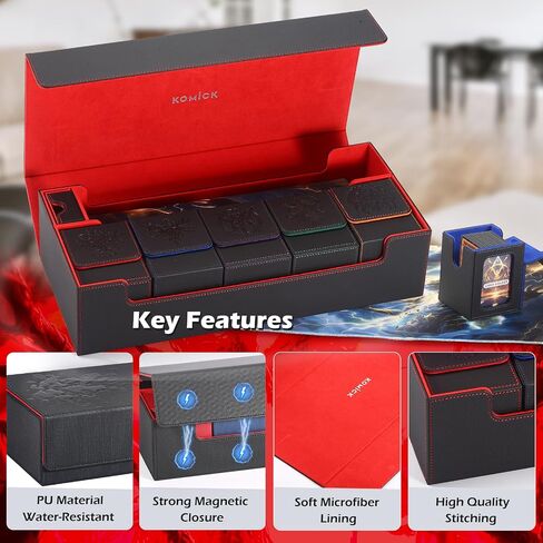 MTG Commander Deck Box Emblem Embossed Logo with Commander Display, PU Leather Card Storage Case 100+ Double-Sleeved Cards, Magnetic Closure, TCG, CCG, Magic Card Deck Box (Orange Baal) in Saudi Arabia