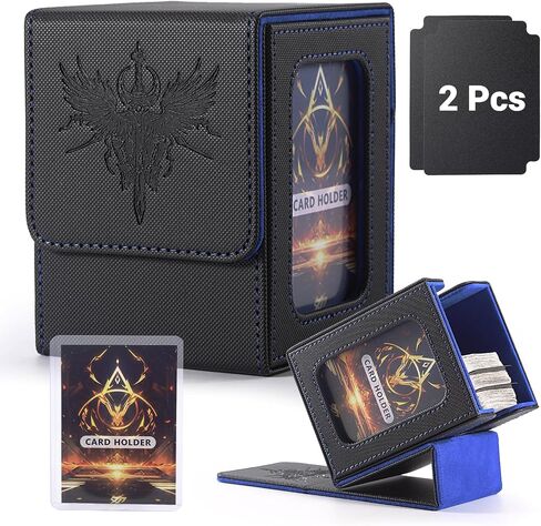 MTG Commander Deck Box Emblem Embossed Logo with Commander Display, PU Leather Card Storage Case 100+ Double-Sleeved Cards, Magnetic Closure, TCG, CCG, Magic Card Deck Box (Orange Baal) in Saudi Arabia