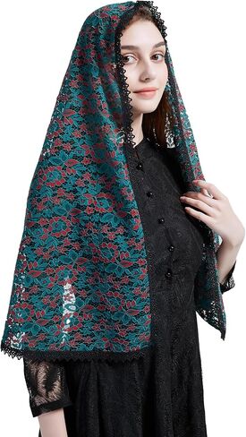 Lace Shawl Wrap for women Floral Lace Veil Church lace mantilla catholic veil Bridal Veil Long Lace Y078 in Saudi Arabia