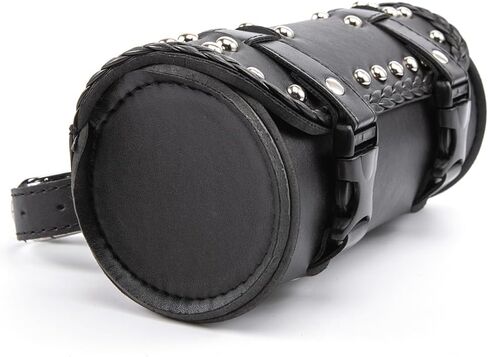 evomosa Motorcycle Fork Bag Mini PU Leather Bike Handlebar Tool Bag Sissy Bar Roll Storage Bag (B Black) in Saudi Arabia