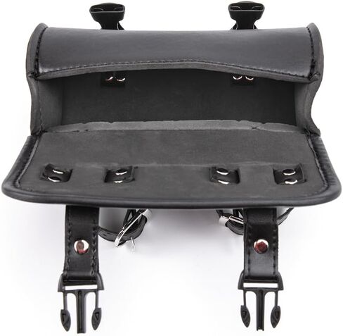 evomosa Motorcycle Fork Bag Mini PU Leather Bike Handlebar Tool Bag Sissy Bar Roll Storage Bag (B Black) in Saudi Arabia