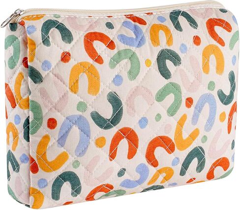 حقيبة مكياج للسفر حقيبة مستحضرات التجميل للنساء والفتيات، حقيبة مكياج بسحاب، منظم مكياج زهور الزهور، حقيبة تخزين محمولة، حقيبة قماش للسفر لمستحضرات التجميل (وردي) in Kuwait