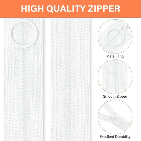 20pcs Resin Zippers with Ring Pulls Non Separating Close End #3 Plastic Zipper, for DIY Sewing Craft Bags Clothes Garment Resin Zippers White 6 Inch in Saudi Arabia