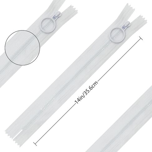 20pcs Resin Zippers with Ring Pulls Non Separating Close End #3 Plastic Zipper, for DIY Sewing Craft Bags Clothes Garment Resin Zippers White 6 Inch in Saudi Arabia