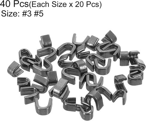 uxcell 40Pcs Zipper Slider Retainers - #3#5 U Shape Top Stoppers for Bags Coats Jackets Closed-end Zippers Replacing, Metallic Black(Each Size 20Pcs) in Saudi Arabia