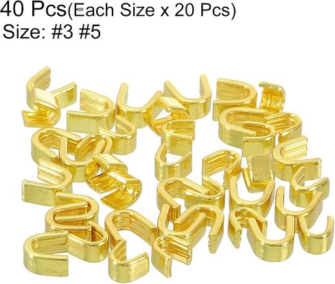 uxcell 40Pcs Zipper Slider Retainers - #3#5 U Shape Top Stoppers for Bags Coats Jackets Closed-end Zippers Replacing, Metallic Black(Each Size 20Pcs) in Saudi Arabia