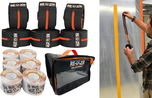 RE-U-ZIP® Heavy-Duty Reusable Dust Barrier Zipper | 6-Pack | Patented Hook & Loop System | Cost-Effective & Reliable | Lockable Safety Feature in Saudi Arabia
