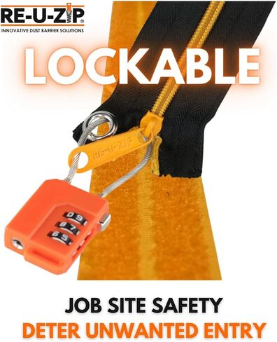 RE-U-ZIP® Heavy-Duty Reusable Dust Barrier Zipper | 6-Pack | Patented Hook & Loop System | Cost-Effective & Reliable | Lockable Safety Feature in Saudi Arabia