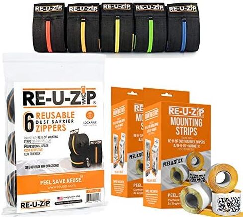 RE-U-ZIP® Heavy-Duty Reusable Dust Barrier Zipper | 6-Pack | Patented Hook & Loop System | Cost-Effective & Reliable | Lockable Safety Feature in Saudi Arabia