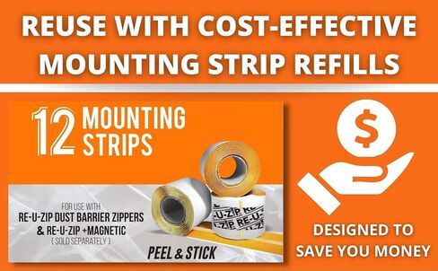 RE-U-ZIP® Heavy-Duty Reusable Dust Barrier Zipper | 6-Pack | Patented Hook & Loop System | Cost-Effective & Reliable | Lockable Safety Feature in Saudi Arabia