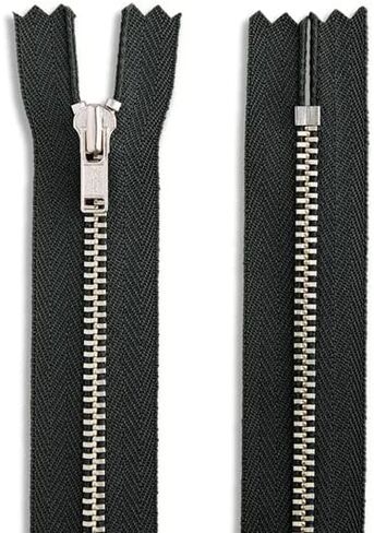 5 inch Metal Nickel Pant Zipper Black 5" Silver Brass Metal Heavy Duty Zippers Non Separating Sewing Zipper Craft Zippers in Saudi Arabia