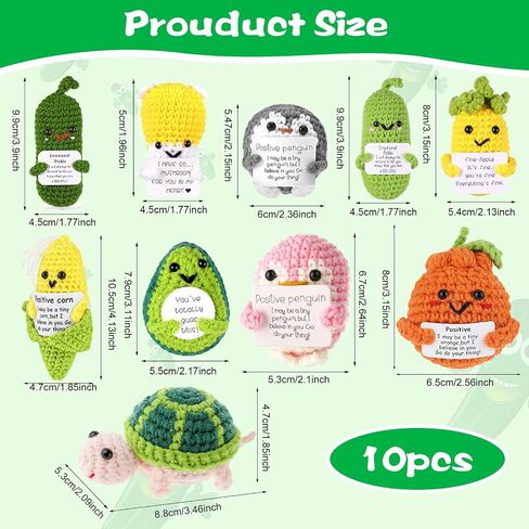 10 Pcs Mini Funny Potato Doll, Handmade Emotional Support Pickled Cucumber Pickle Gift 3 Inch Cute Mini Funny Crochet Doll with Positive Card Encouragement Support for Birthday Gift Room Decor in Saudi Arabia