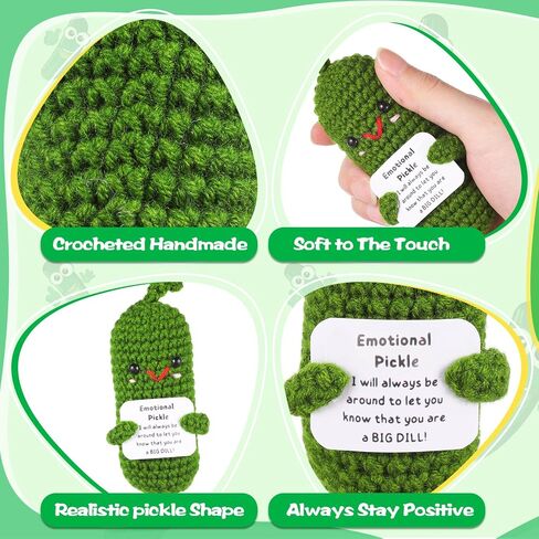 10 Pcs Mini Funny Potato Doll, Handmade Emotional Support Pickled Cucumber Pickle Gift 3 Inch Cute Mini Funny Crochet Doll with Positive Card Encouragement Support for Birthday Gift Room Decor in Saudi Arabia