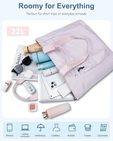 حقيبة سفر للنساء من باجيل، حقيبة كتف للسفر مع أكمام بعجلات، حقيبة يد بمقبض علوي مقاوم للماء، حقيبة كمبيوتر محمول للحمل أثناء عطلة نهاية الأسبوع طوال الليل للسفر وصالة الألعاب الرياضية والعمل - أرجواني فاتح in Kuwait