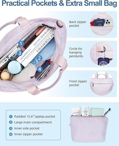 حقيبة سفر للنساء من باجيل، حقيبة كتف للسفر مع أكمام بعجلات، حقيبة يد بمقبض علوي مقاوم للماء، حقيبة كمبيوتر محمول للحمل أثناء عطلة نهاية الأسبوع طوال الليل للسفر وصالة الألعاب الرياضية والعمل - أرجواني فاتح in Kuwait