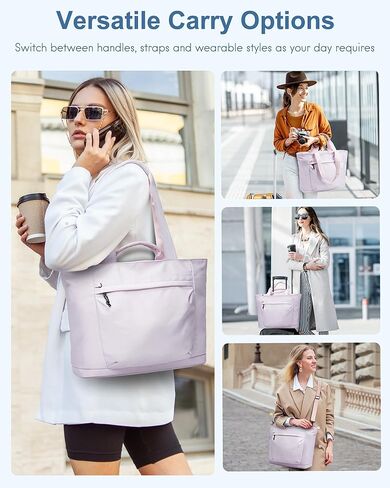 حقيبة سفر للنساء من باجيل، حقيبة كتف للسفر مع أكمام بعجلات، حقيبة يد بمقبض علوي مقاوم للماء، حقيبة كمبيوتر محمول للحمل أثناء عطلة نهاية الأسبوع طوال الليل للسفر وصالة الألعاب الرياضية والعمل - أرجواني فاتح in Kuwait