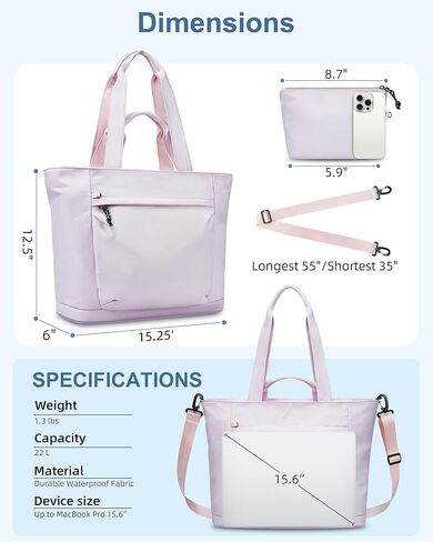 حقيبة سفر للنساء من باجيل، حقيبة كتف للسفر مع أكمام بعجلات، حقيبة يد بمقبض علوي مقاوم للماء، حقيبة كمبيوتر محمول للحمل أثناء عطلة نهاية الأسبوع طوال الليل للسفر وصالة الألعاب الرياضية والعمل - أرجواني فاتح in Kuwait