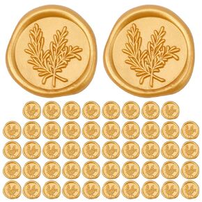 50pcs Wax Seal Stickers, 1.18 Inch Self-Adhesive Wax Stickers Round Gold Envelope Seal Stickers Invitation Wax Seal Stamp Stickers for Wedding Christmas Party Envelope Invitations