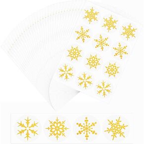 600 Pieces Christmas Envelope Seal Stickers Christmas Wall Stickers Window Clings Snowflake Stickers Self-Adhesive Universal Sealing Stickers, Gift Boxes Stickers Label Stickers (White)