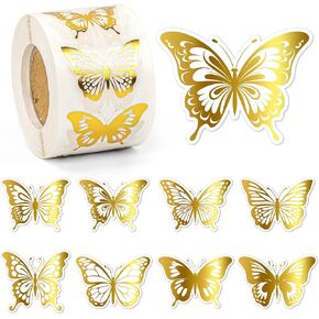 Lesnala 800Pcs Butterfly Sticker Butterfly Stickers for Crafts Butterfly Gold foil Stickers Self-Adhesive Butterfly Label Sticker for Wedding Party Gift Wrap Envelope Seals Invitation Card (8 Styles)