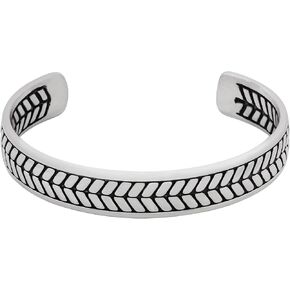 HAQUIL Stainless Steel Geometric Pattern Simple Minimalist Cuff Bracelet Fashion Jewelry Gift for Men and Women