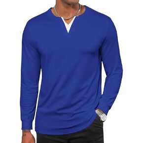 Opomelo Men's Muscle V-Neck Henley Shirts Casual Slim Fit Lightweight Moisture Wicking Athletic Tee Shirts