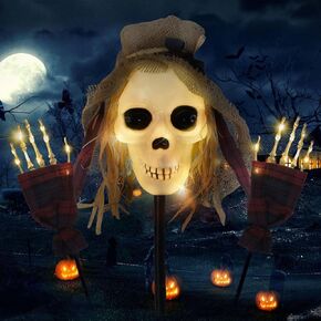 SUNNYPARK 3 Pcs Halloween Pathway Lights Outdoor, 30 LEDs Halloween Pumpkin and Arms Stake Lights for Halloween Outdoor, Yard, Lawn, Garden, Patio Decorations