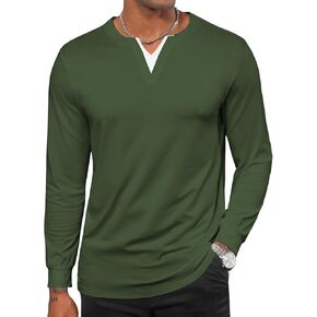 Opomelo Men's Muscle V-Neck Henley Shirts Casual Slim Fit Lightweight Moisture Wicking Athletic Tee Shirts
