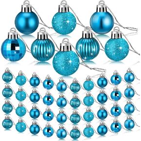 Sumind 48 Pieces Christmas Ball Ornaments Mini Christmas Tree Decoration Miniature Christmas Tree Ornaments for Small Trees (Red)