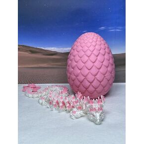 3D Printed Dragon with Dragon Egg, 12"" Pink and White Cherry Blossom with Dragon Egg, Fidget ADHD Autism Sensory Toy D016